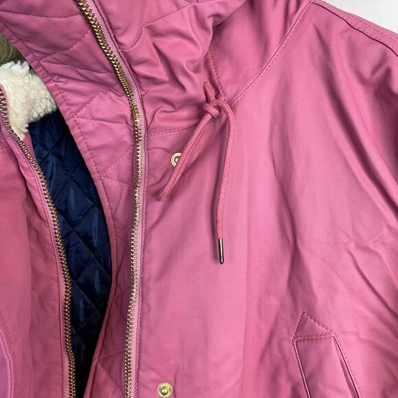 J Crew Perfect Parka Primaloft Pink Winter Snow Coat Faux Fur Hooded Womens XXL - Picture 7 of 17